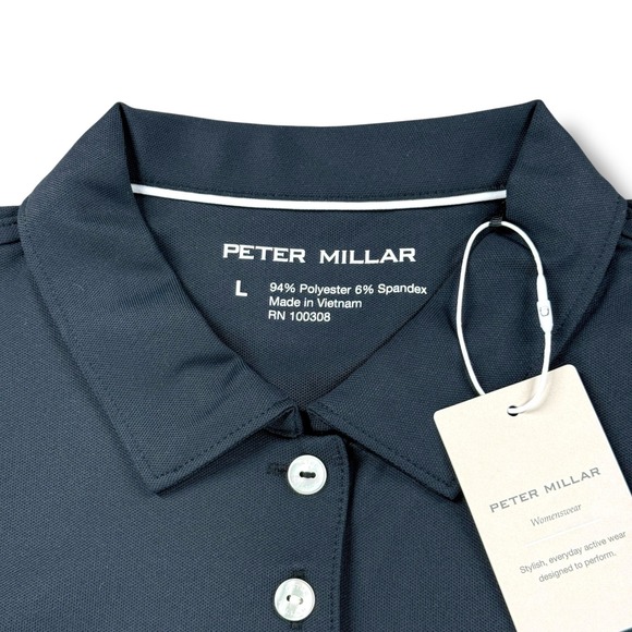 Peter Millar Womens Sleeveless Golf Polo Shirt Black LEDEK08S Size L NWT - Picture 7 of 16